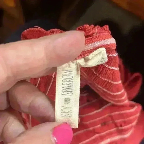 Sky & Sparrow Jumpsuit Burnt Orange M Smocked Bodice Sleeveless Pockets Ruffle - Picture 7 of 11